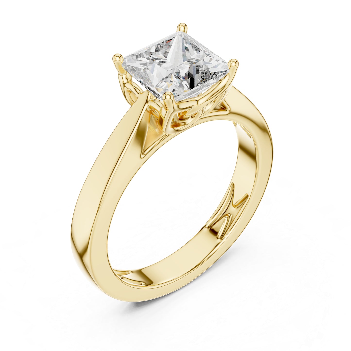 Princess Cut Lab-Grown Diamond Bridal Ring in 14K Yellow Gold - Pure Carat