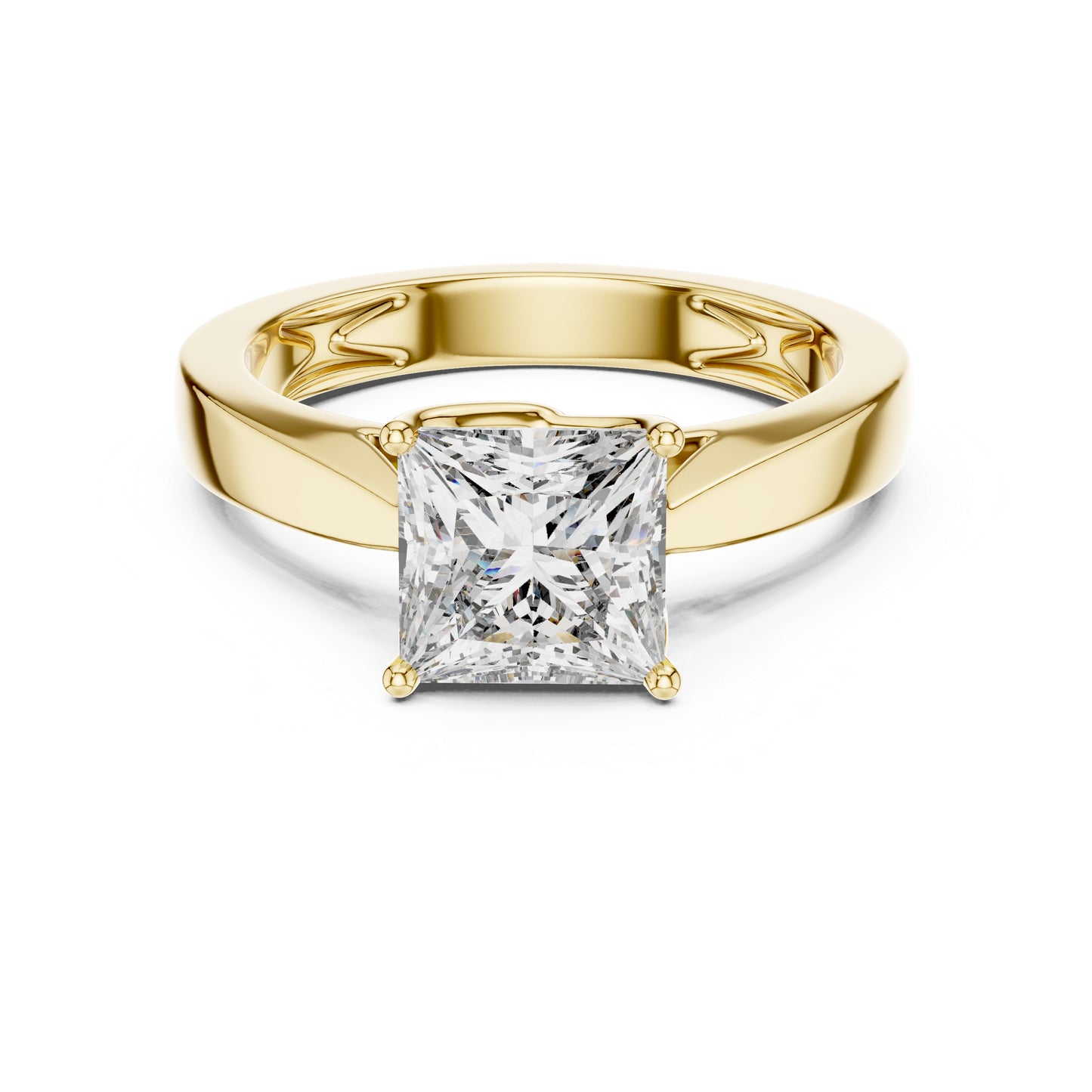 Princess Cut Lab-Grown Diamond Bridal Ring in 14K Yellow Gold - Pure Carat