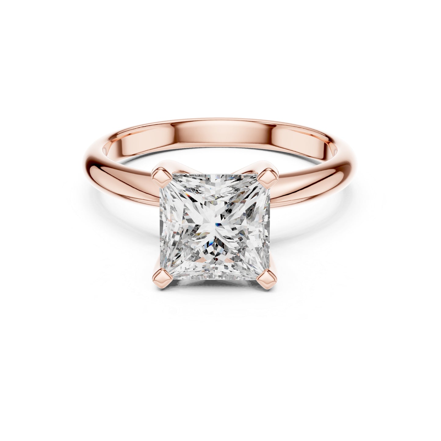 Women's Diamond Ring - Princess Cut Lab-Grown Stone in 18K Rose Gold - Pure Carat