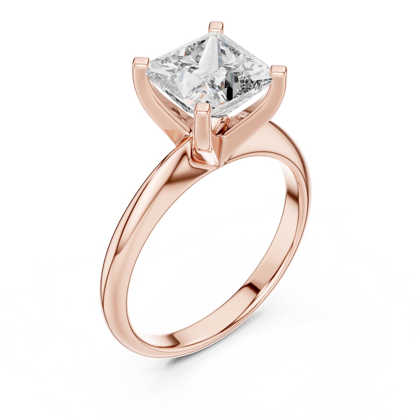 Women's Diamond Ring - Princess Cut Lab-Grown Stone in 18K Rose Gold - Pure Carat