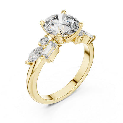 14K White Gold Marquise, Bug & Round Cut Diamond Engagement Ring for Women – Pure Carat