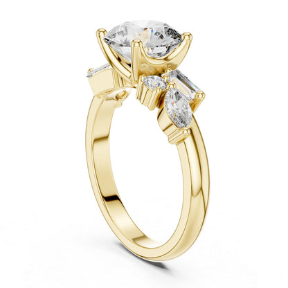 14K White Gold Marquise, Bug & Round Cut Diamond Engagement Ring for Women – Pure Carat