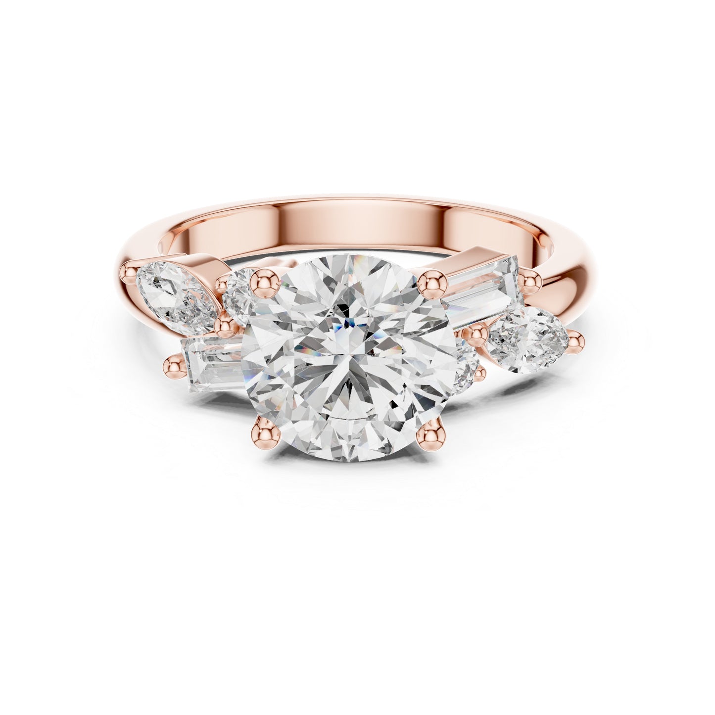 14K White Gold Marquise, Bug & Round Cut Diamond Engagement Ring for Women – Pure Carat