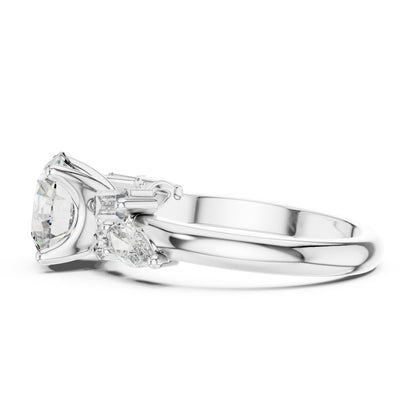 14K White Gold Marquise, Bug & Round Cut Diamond Engagement Ring for Women – Pure Carat
