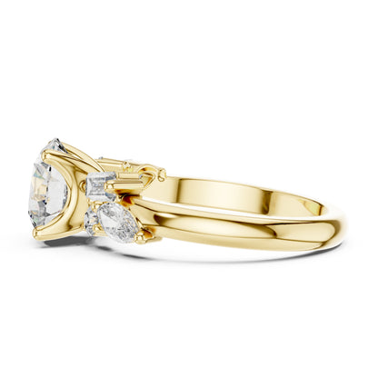 14K White Gold Marquise, Bug & Round Cut Diamond Engagement Ring for Women – Pure Carat