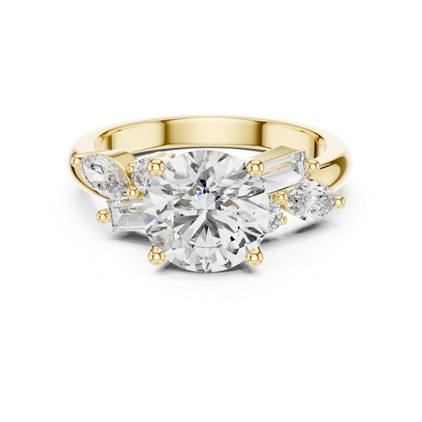 14K White Gold Marquise, Bug & Round Cut Diamond Engagement Ring for Women – Pure Carat