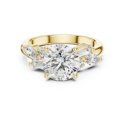 14K White Gold Marquise, Bug & Round Cut Diamond Engagement Ring for Women – Pure Carat