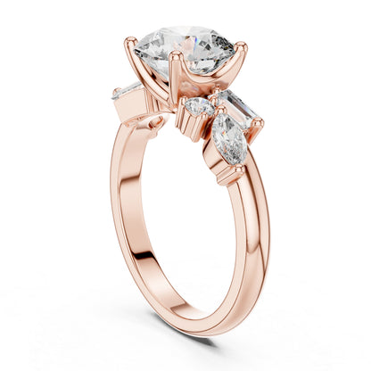 14K White Gold Marquise, Bug & Round Cut Diamond Engagement Ring for Women – Pure Carat
