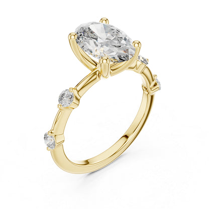 Oval & Round Lab-Grown Diamond Solitaire Ring in 18K Rose Gold – Pure Carat