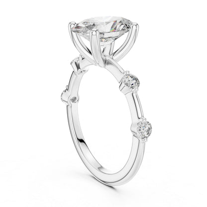 Oval & Round Lab-Grown Diamond Solitaire Ring in 18K Rose Gold – Pure Carat