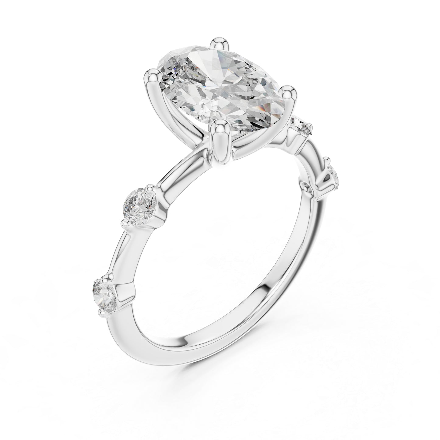 Oval & Round Lab-Grown Diamond Solitaire Ring in 18K Rose Gold – Pure Carat