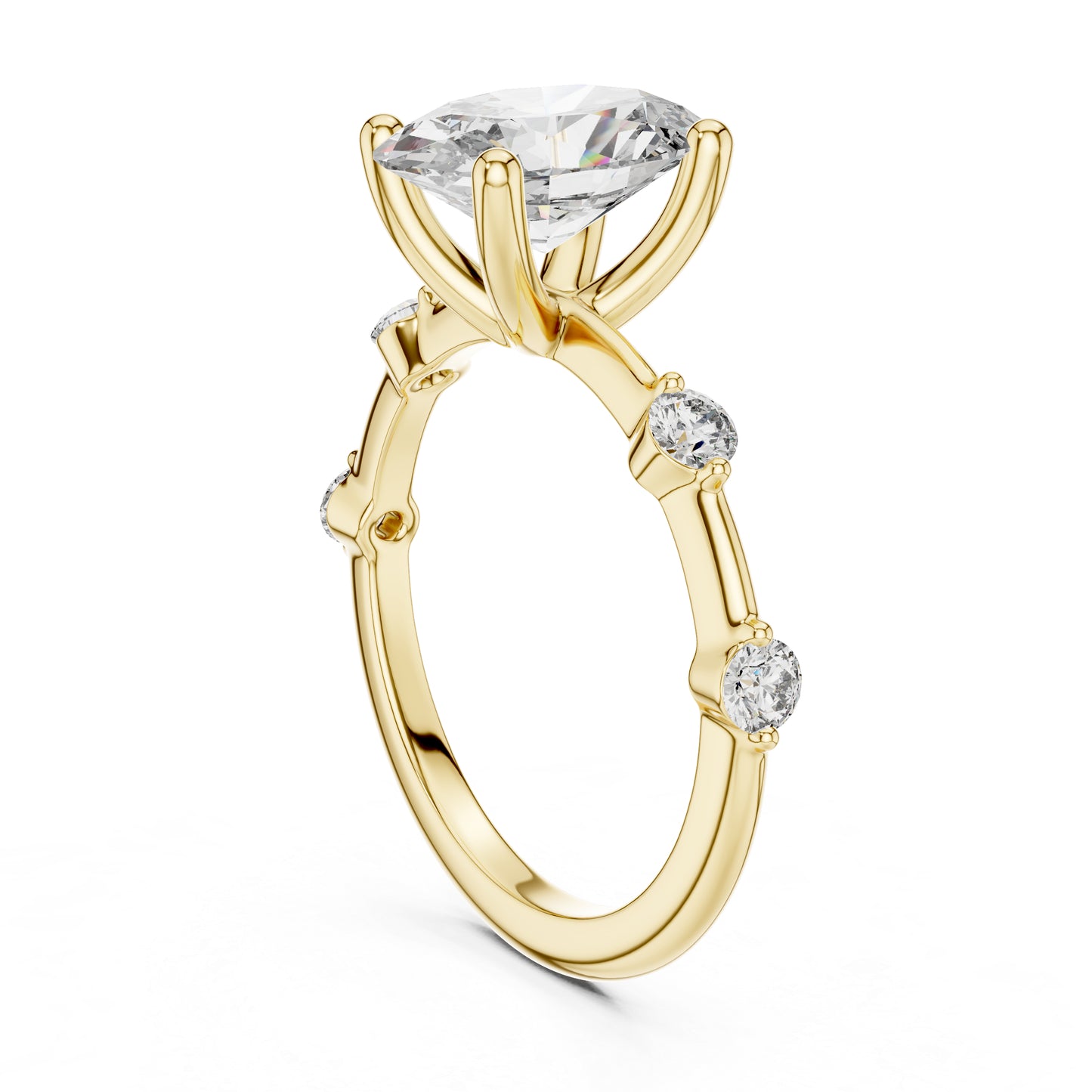 Oval & Round Lab-Grown Diamond Solitaire Ring in 18K Rose Gold – Pure Carat