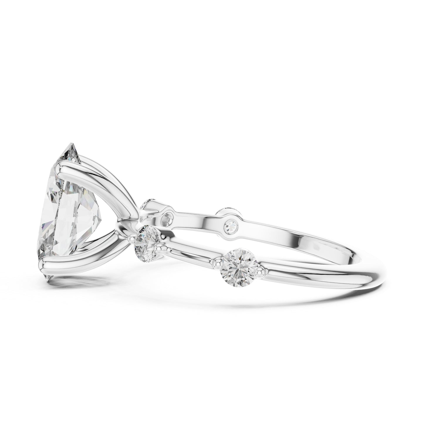 Oval & Round Lab-Grown Diamond Solitaire Ring in 18K Rose Gold – Pure Carat