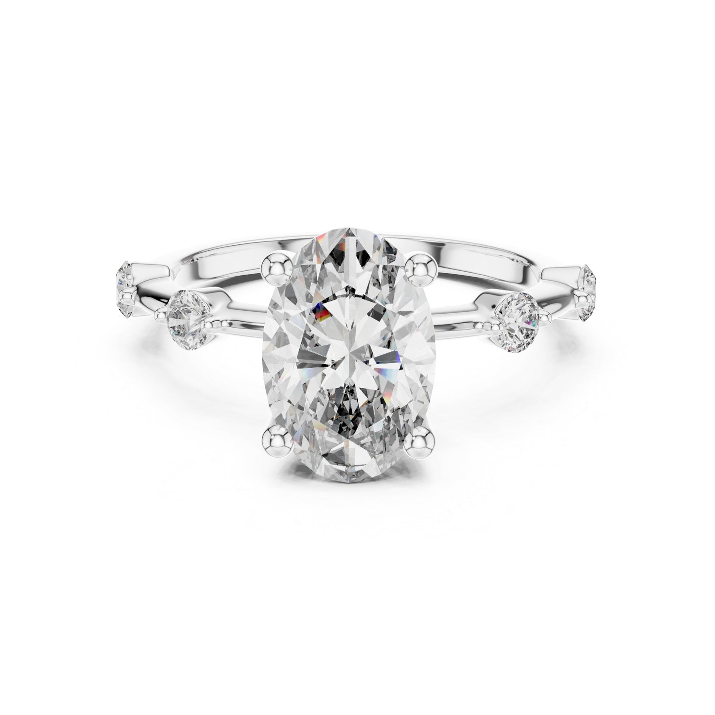 Oval & Round Lab-Grown Diamond Solitaire Ring in 18K Rose Gold – Pure Carat