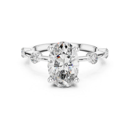 Oval & Round Lab-Grown Diamond Solitaire Ring in 18K Rose Gold – Pure Carat