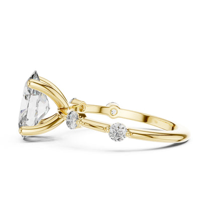 Oval & Round Lab-Grown Diamond Solitaire Ring in 18K Rose Gold – Pure Carat