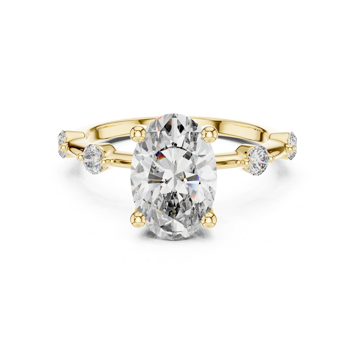 Oval & Round Lab-Grown Diamond Solitaire Ring in 18K Rose Gold – Pure Carat