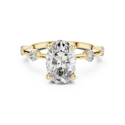Oval & Round Lab-Grown Diamond Solitaire Ring in 18K Rose Gold – Pure Carat