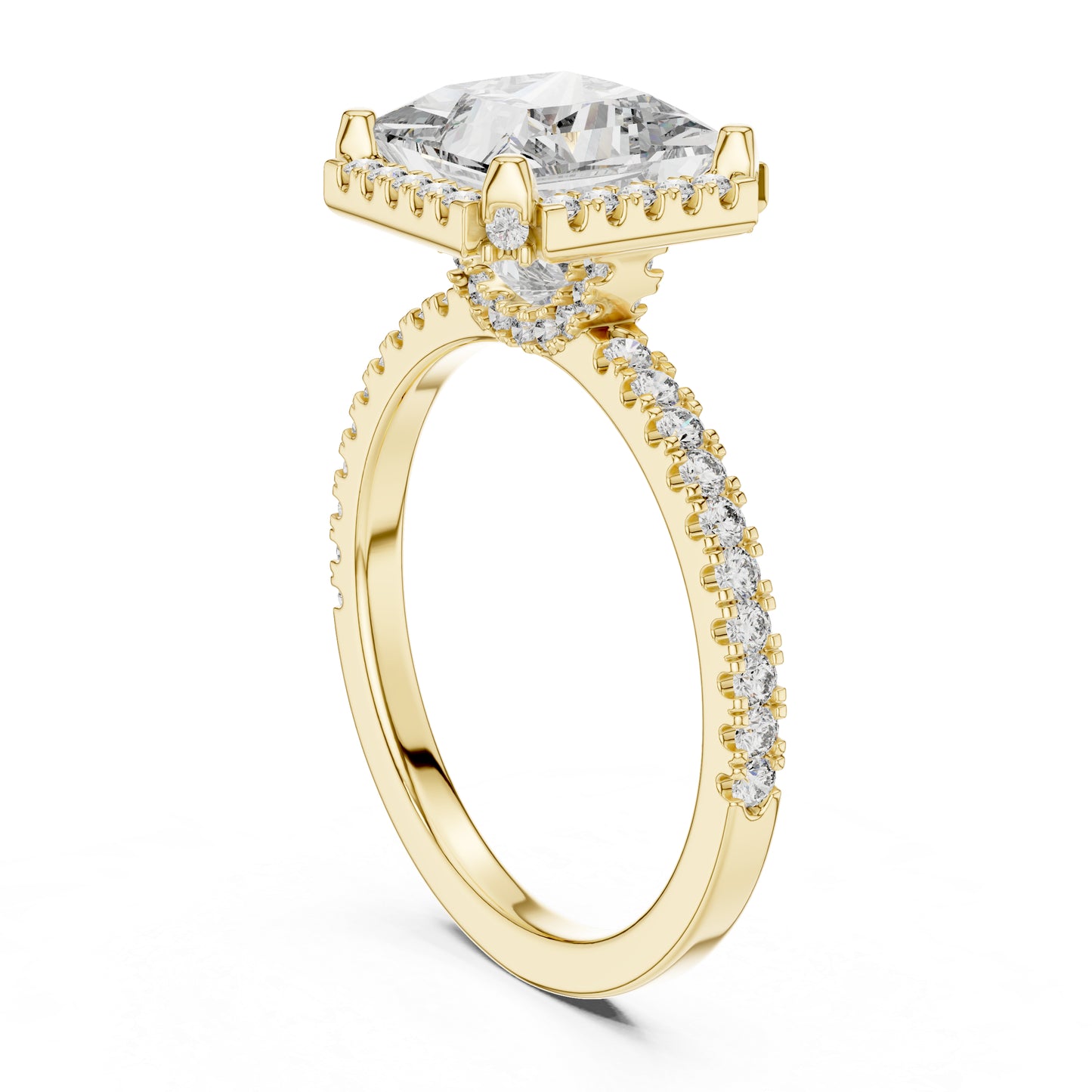 Princess & Round Lab-Grown Diamond Ring in 14K Yellow Gold – Pure Carat