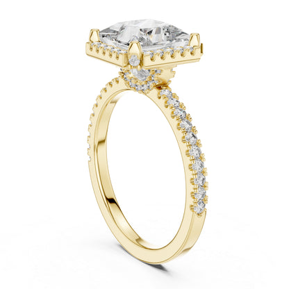 Princess & Round Lab-Grown Diamond Ring in 14K Yellow Gold – Pure Carat