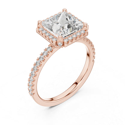 Princess & Round Lab-Grown Diamond Ring in 14K Yellow Gold – Pure Carat