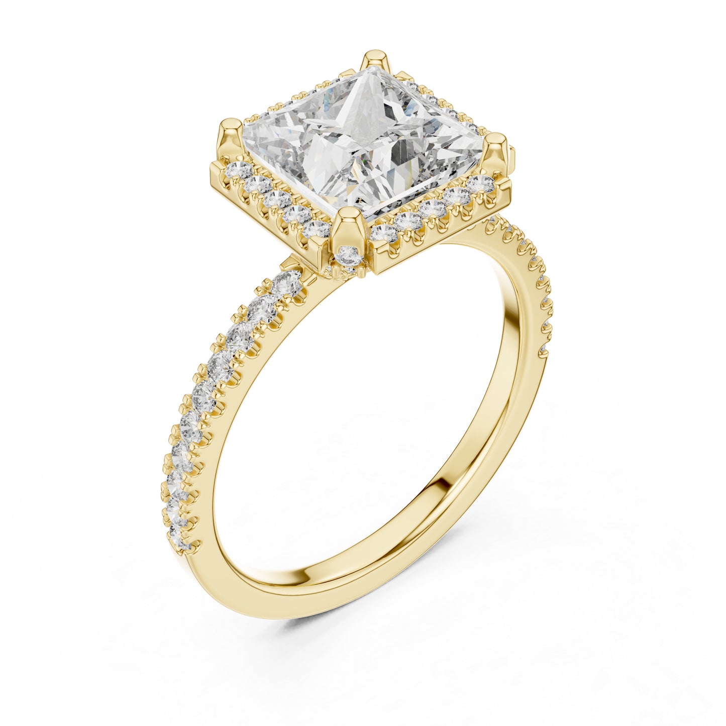 Princess & Round Lab-Grown Diamond Ring in 14K Yellow Gold – Pure Carat
