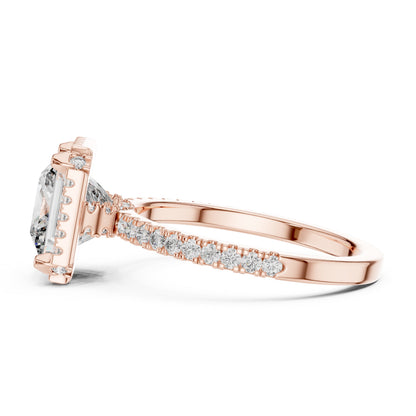 Princess & Round Lab-Grown Diamond Ring in 14K Yellow Gold – Pure Carat