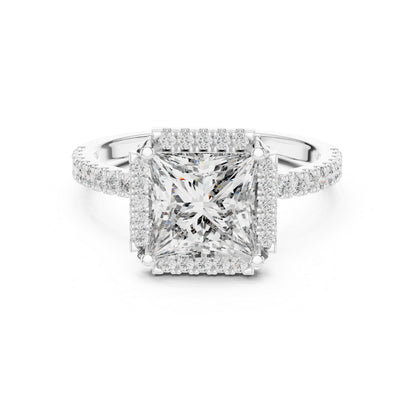 Princess & Round Lab-Grown Diamond Ring in 14K Yellow Gold – Pure Carat