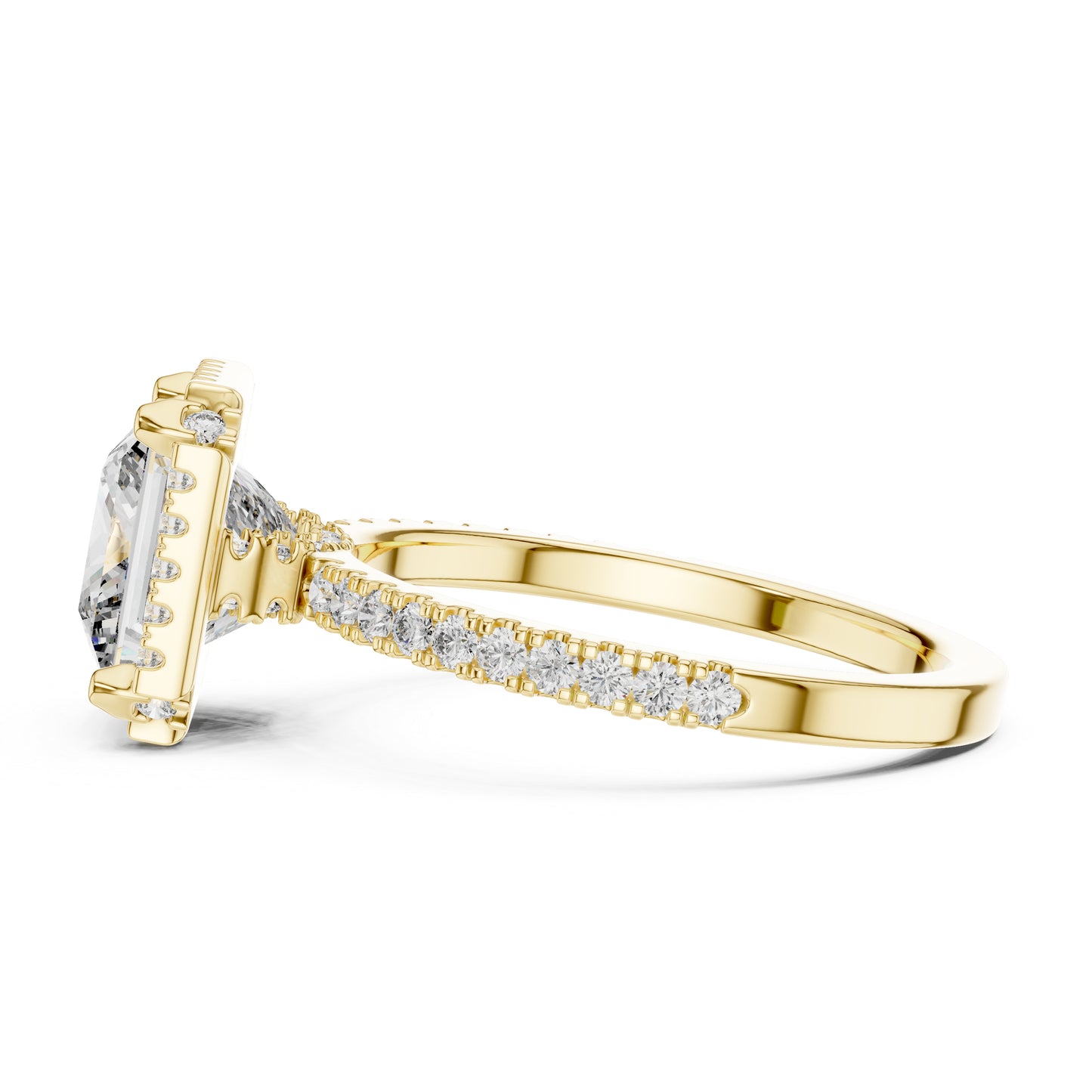 Princess & Round Lab-Grown Diamond Ring in 14K Yellow Gold – Pure Carat