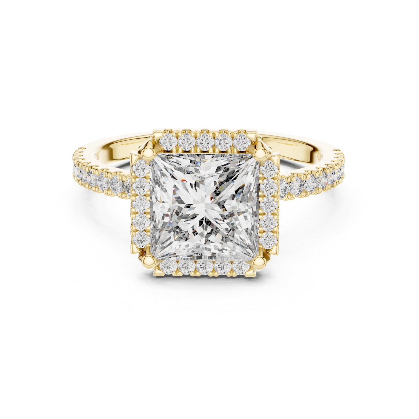 Princess & Round Lab-Grown Diamond Ring in 14K Yellow Gold – Pure Carat