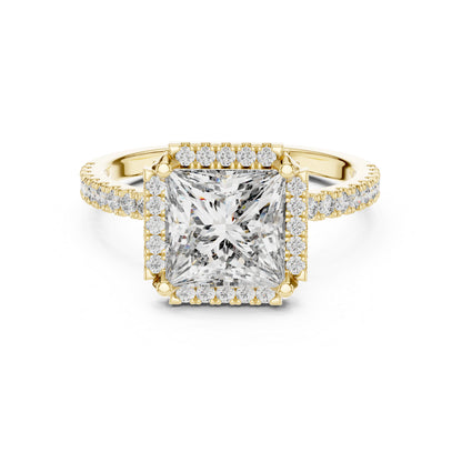 Princess & Round Lab-Grown Diamond Ring in 14K Yellow Gold – Pure Carat