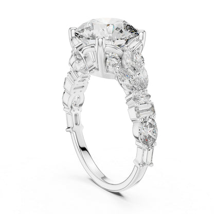 Women's Ring | Marquise, Oval & Round Lab-Grown Diamonds in 18K Yellow Gold – Pure Carat