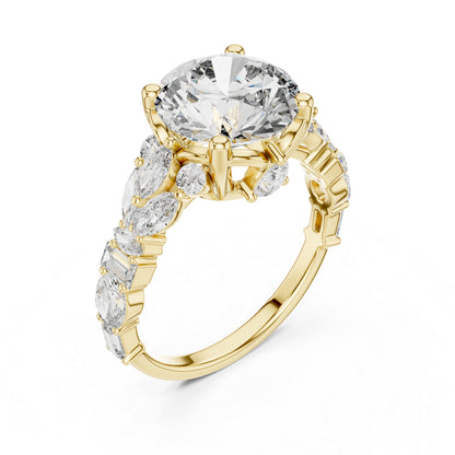 Women's Ring | Marquise, Oval & Round Lab-Grown Diamonds in 18K Yellow Gold – Pure Carat
