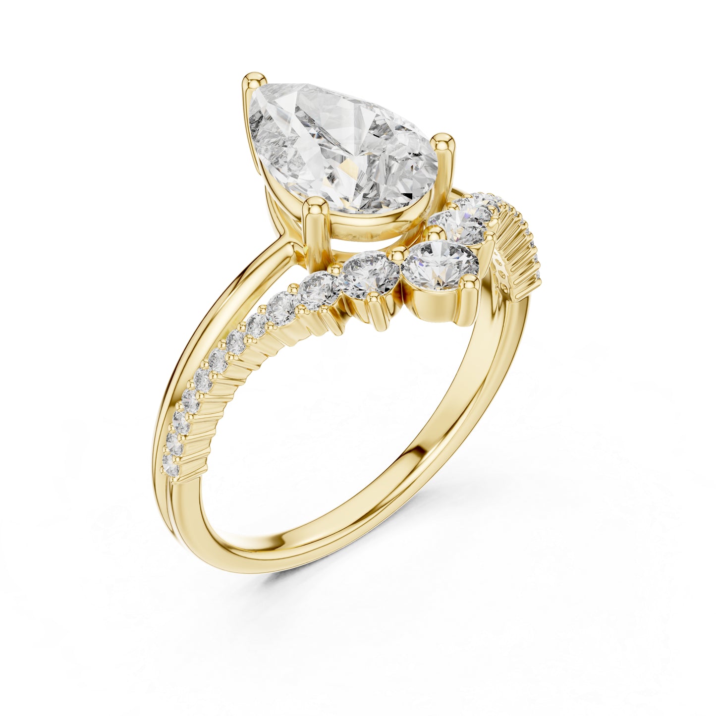18K White Gold Oval & Round Lab-Grown Diamond Ring for Women – Pure Carat