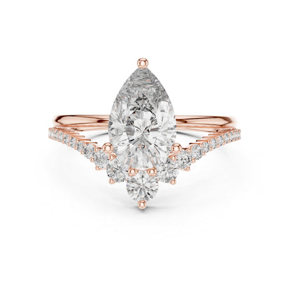 18K White Gold Oval & Round Lab-Grown Diamond Ring for Women – Pure Carat