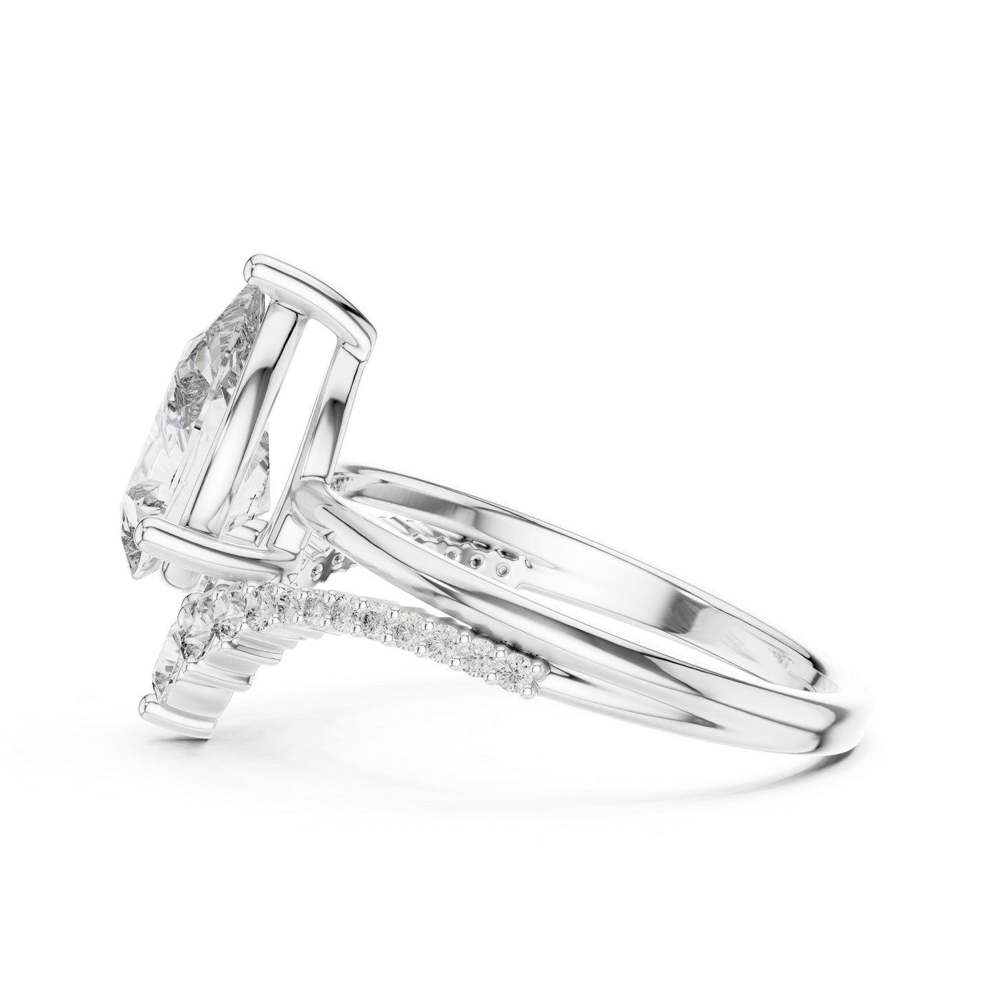 18K White Gold Oval & Round Lab-Grown Diamond Ring for Women – Pure Carat