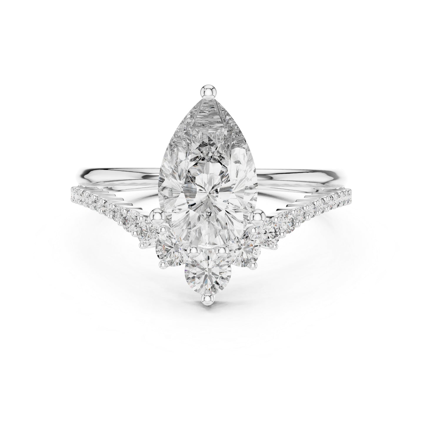 18K White Gold Oval & Round Lab-Grown Diamond Ring for Women – Pure Carat