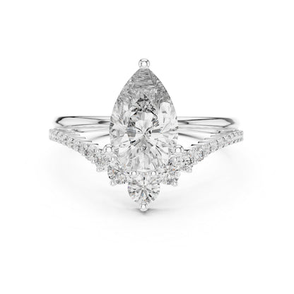 18K White Gold Oval & Round Lab-Grown Diamond Ring for Women – Pure Carat