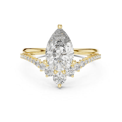 18K White Gold Oval & Round Lab-Grown Diamond Ring for Women – Pure Carat