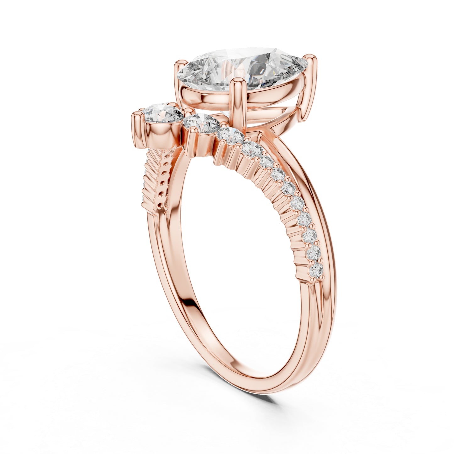 18K White Gold Oval & Round Lab-Grown Diamond Ring for Women – Pure Carat