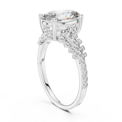 Pure Carat 14K Yellow Gold Stud Ring with Oval & Round Lab-Grown Diamonds – Daily Wear
