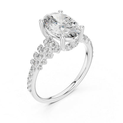 Pure Carat 14K Yellow Gold Stud Ring with Oval & Round Lab-Grown Diamonds – Daily Wear