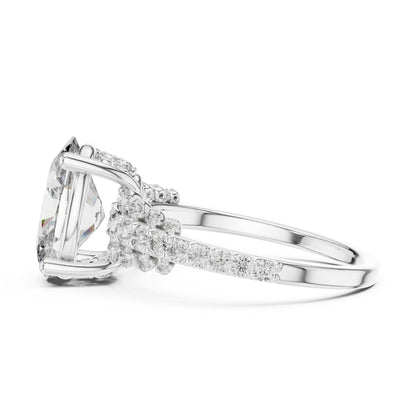 Pure Carat 14K Yellow Gold Stud Ring with Oval & Round Lab-Grown Diamonds – Daily Wear