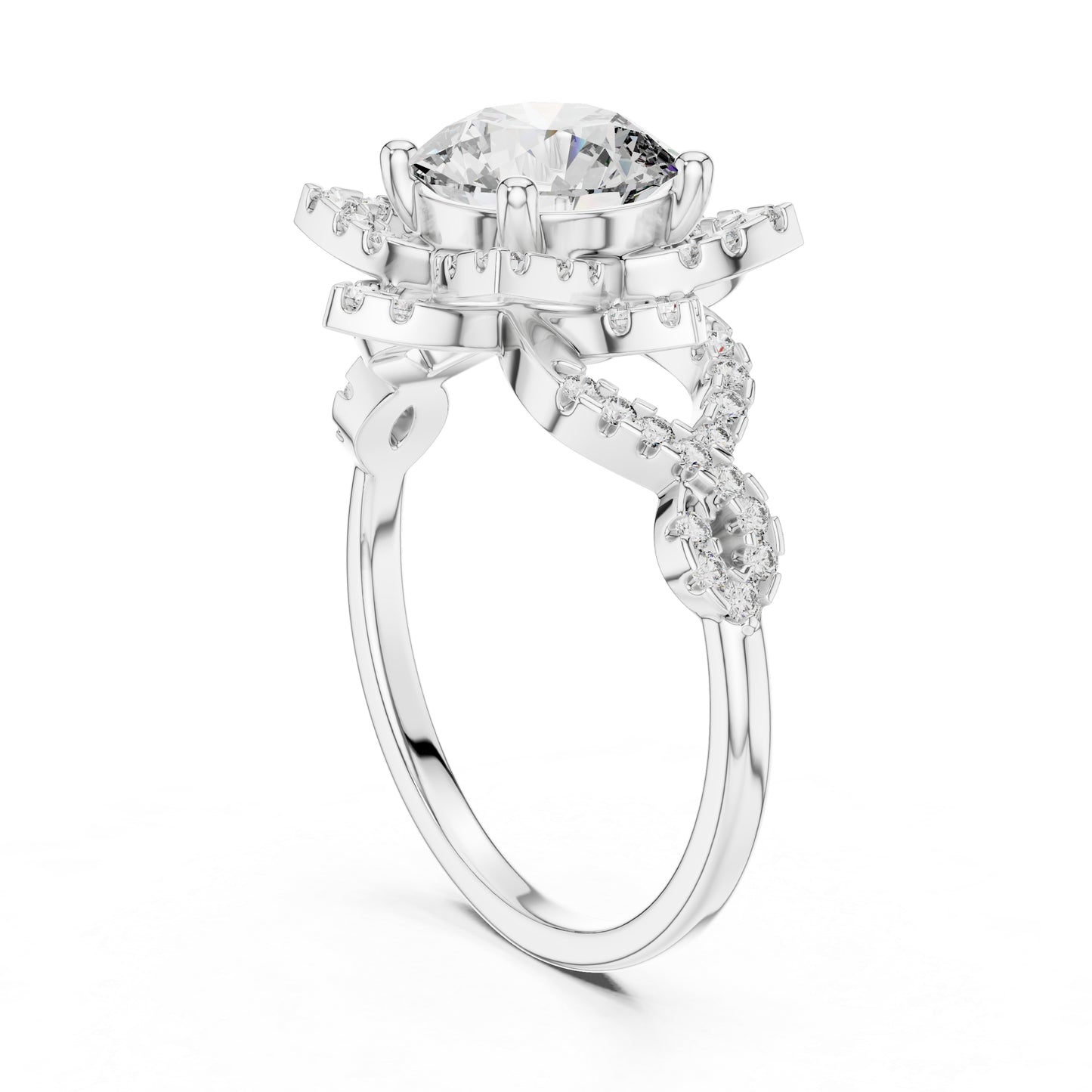 Pure Carat 14K Rose Gold Office Wear Ring with Round Lab-Grown Diamond