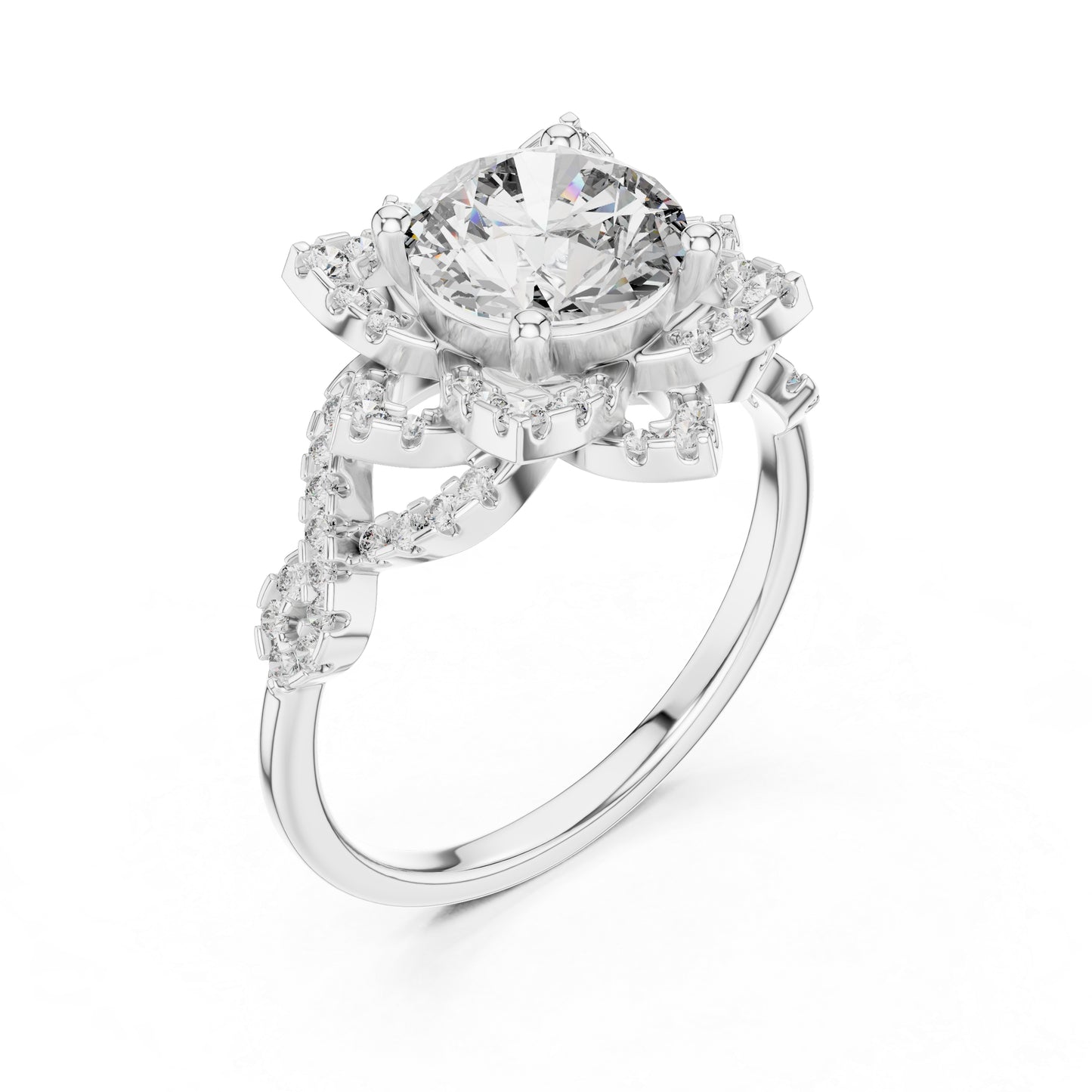 Pure Carat 14K Rose Gold Office Wear Ring with Round Lab-Grown Diamond