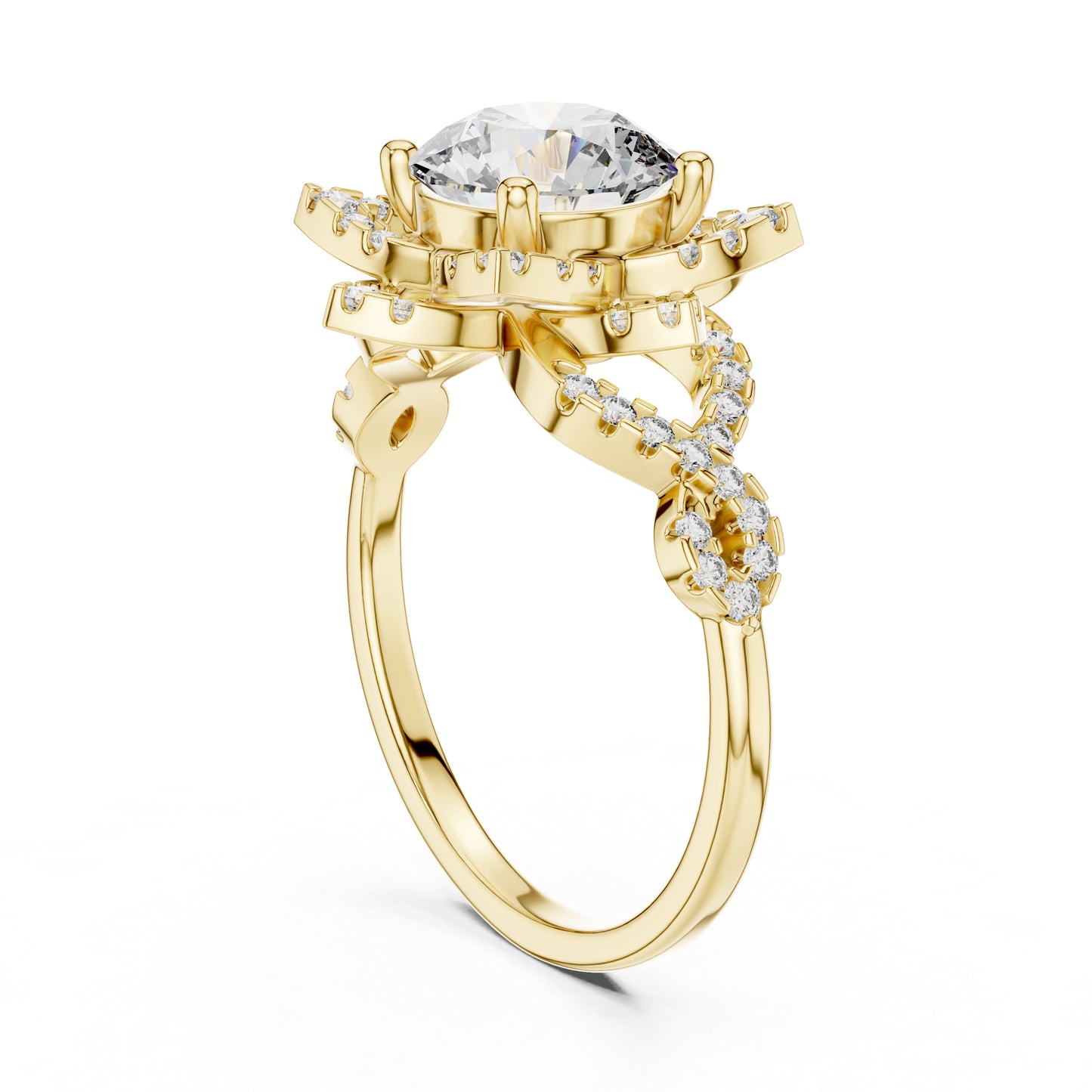 Pure Carat 14K Rose Gold Office Wear Ring with Round Lab-Grown Diamond