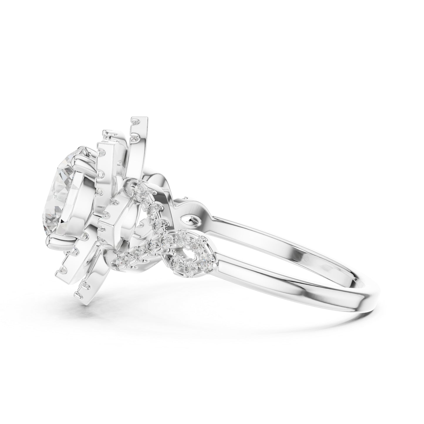Pure Carat 14K Rose Gold Office Wear Ring with Round Lab-Grown Diamond