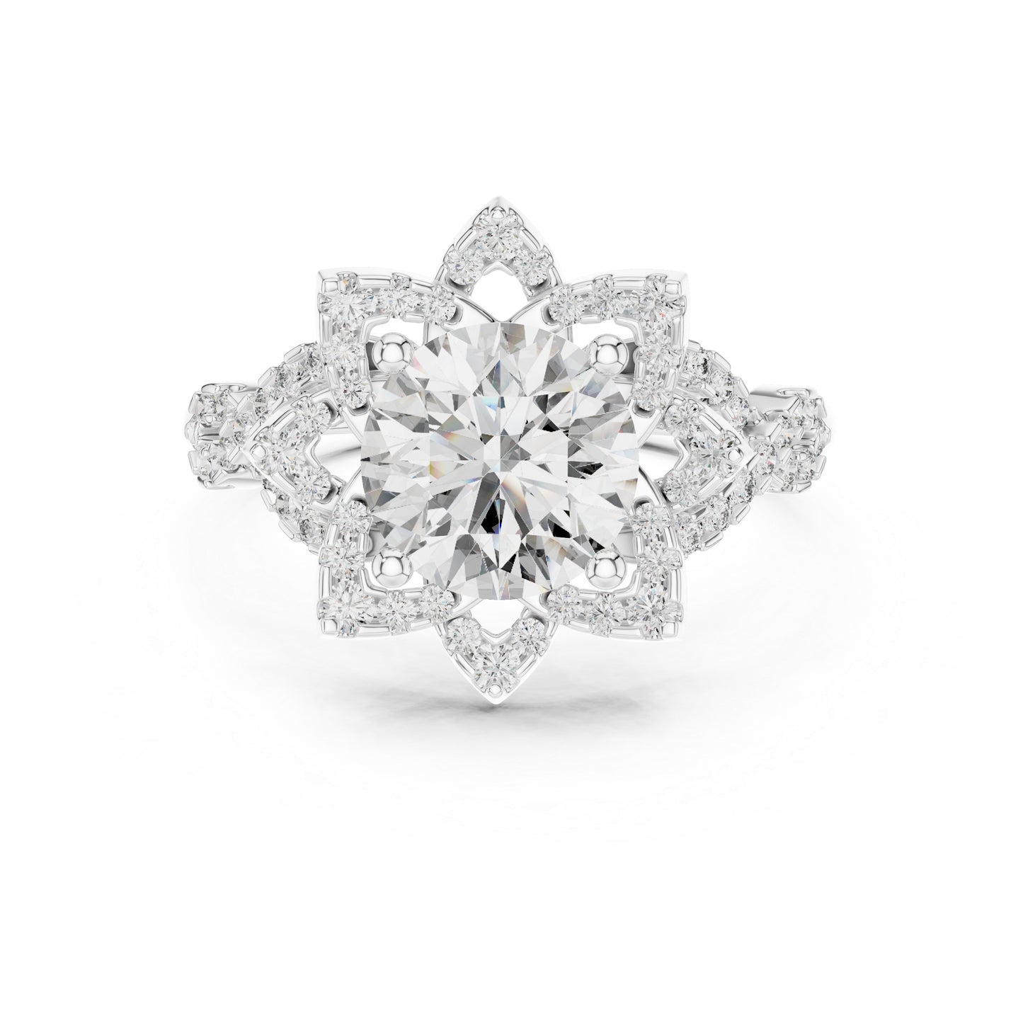 Pure Carat 14K Rose Gold Office Wear Ring with Round Lab-Grown Diamond