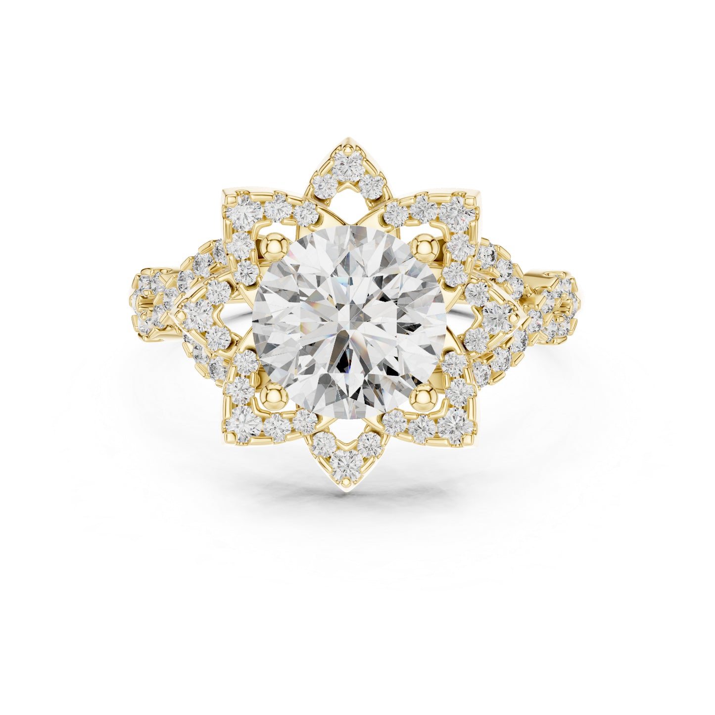 Pure Carat 14K Rose Gold Office Wear Ring with Round Lab-Grown Diamond