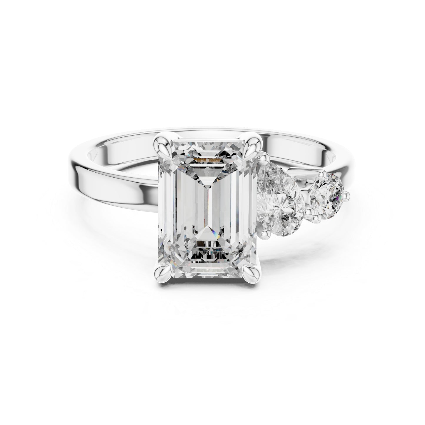Women’s Diamond Drop Ring – Round Lab-Grown Stone in 18K White Gold – Pure Carat